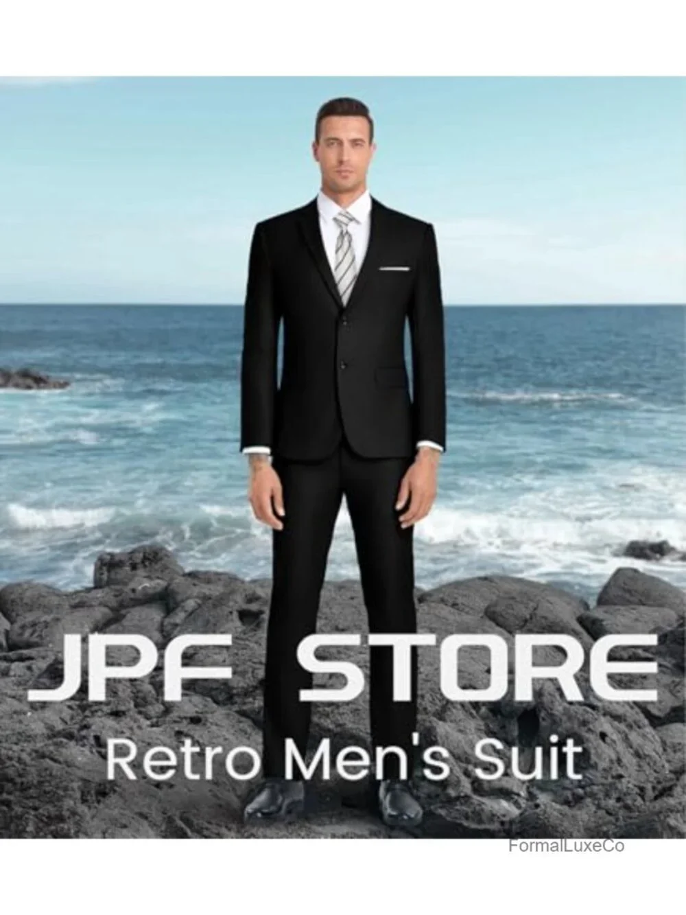 Men's 3-Piece Slim Fit Suit Set, Jacket Pants & Tie, Wedding & Prom